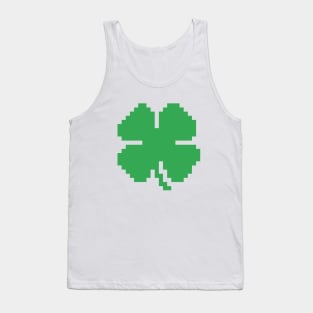 8 Bit Luck Pixel Four Leaf Clover Tank Top